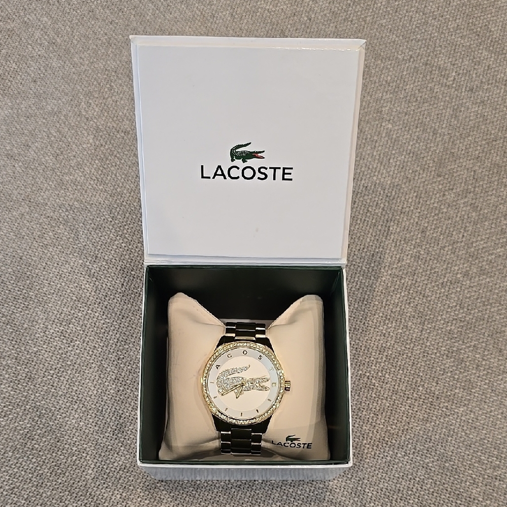 Lacoste Unisex Gold With Rhinestone Watch